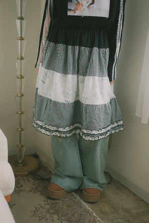 Cross-stitch cat plaid cake skirt