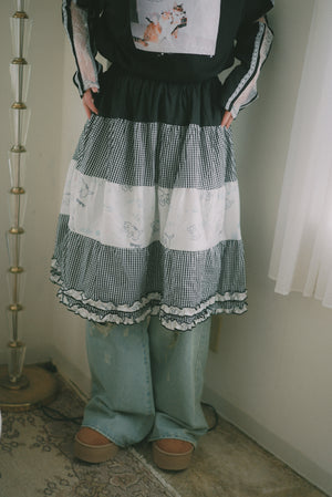 Cross-stitch cat plaid cake skirt