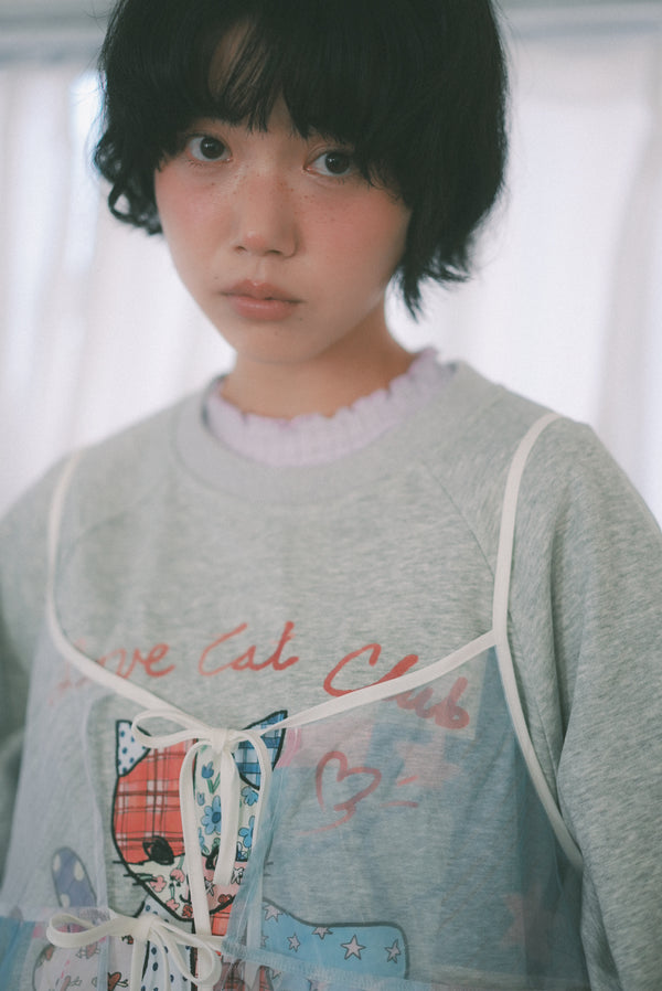 RUFFLE collar pleated long-sleeved top