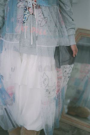 Single-layer ruffled bubble skirt