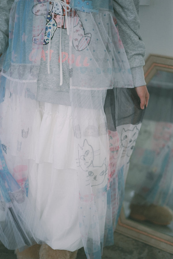 Single-layer ruffled bubble skirt