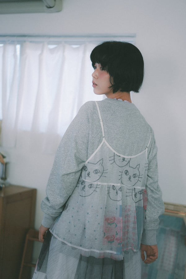 Girly Cats Patch Knotted Tank Top Skirt