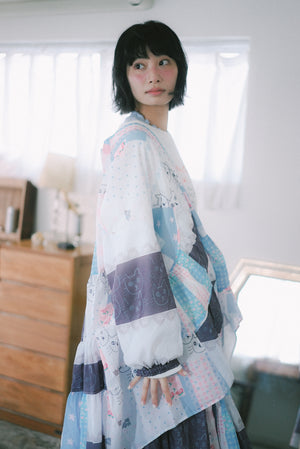 Girly Cats Patch Babydoll Shirt Top