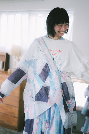 Girly Cats Patch Babydoll Shirt Top