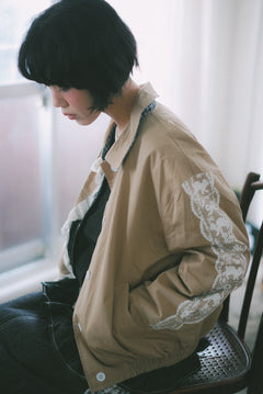 Reversible plaid lace cat print jacket