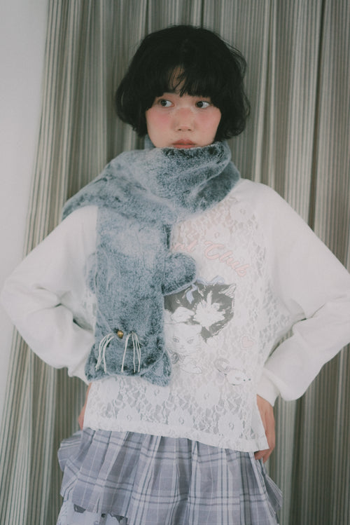 Angel Wings Cat Lace Long-Sleeved Top