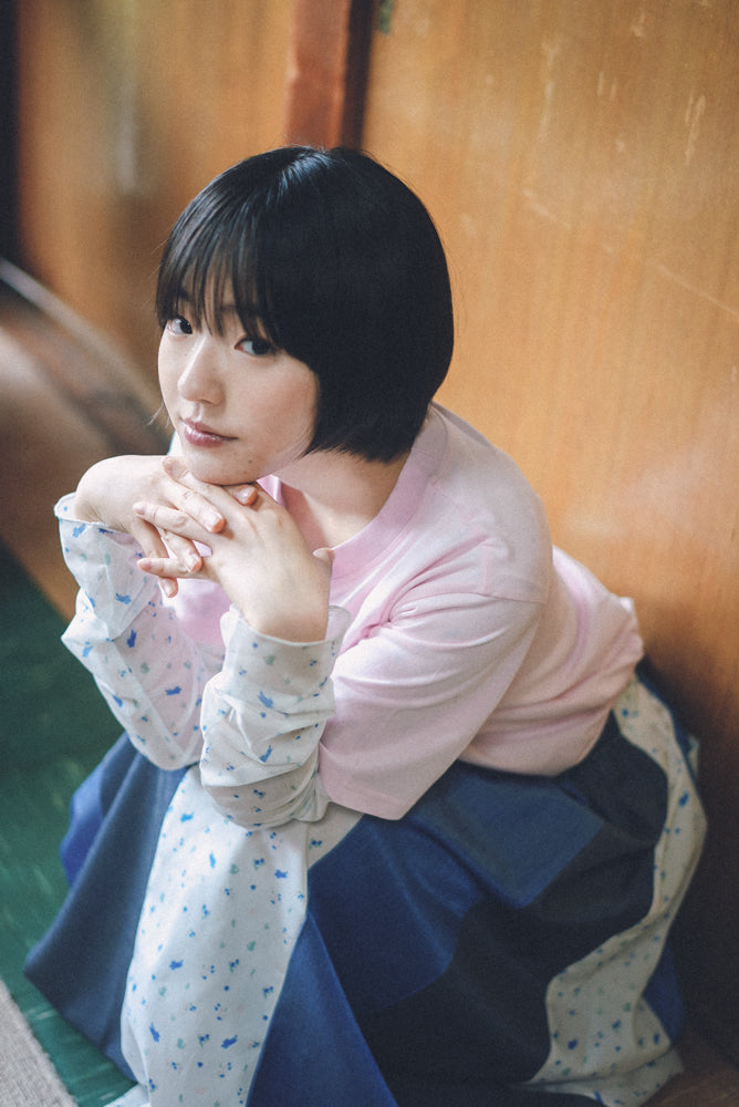 Small floral Skatch Cat long-sleeved tulle top