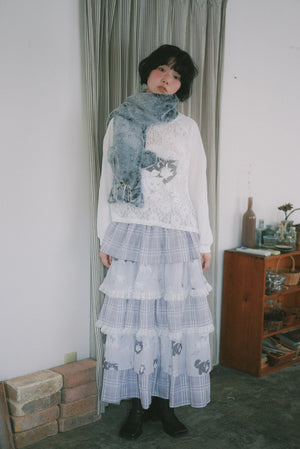 Angel Wings Cat plaid lace layered skirt