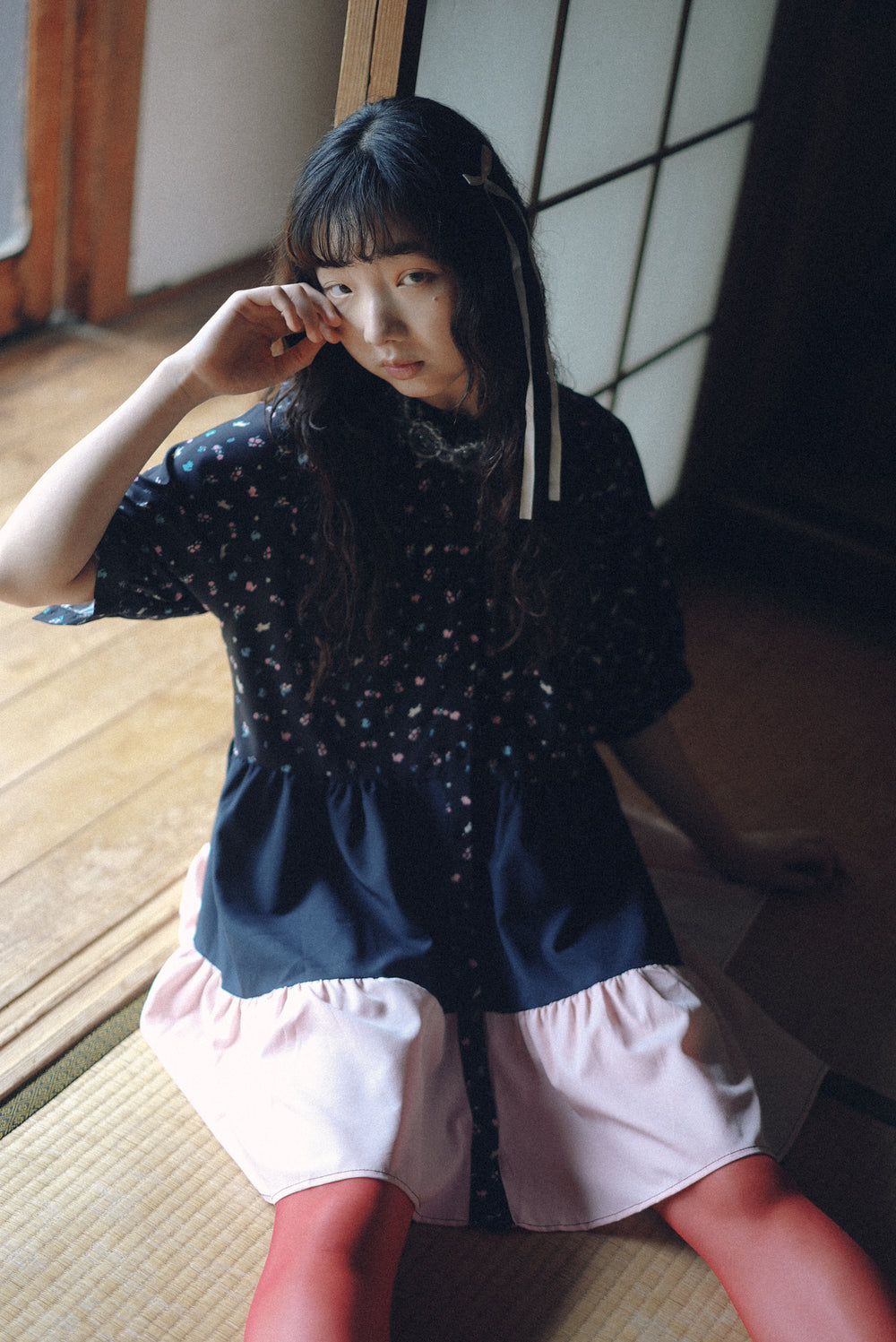 Floral Skatch Cat Layered Top
