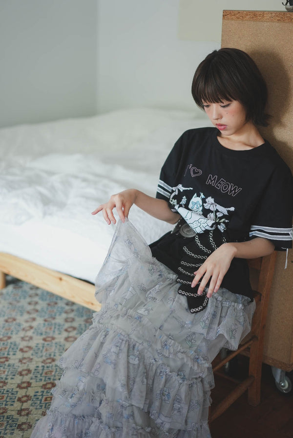 Cat Doll house Layer ruffle skirt