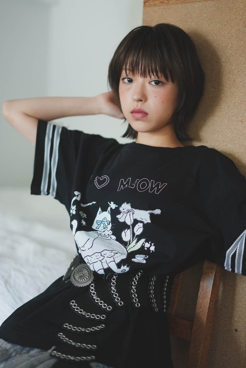 Cat Doll house sleeve lace Tee