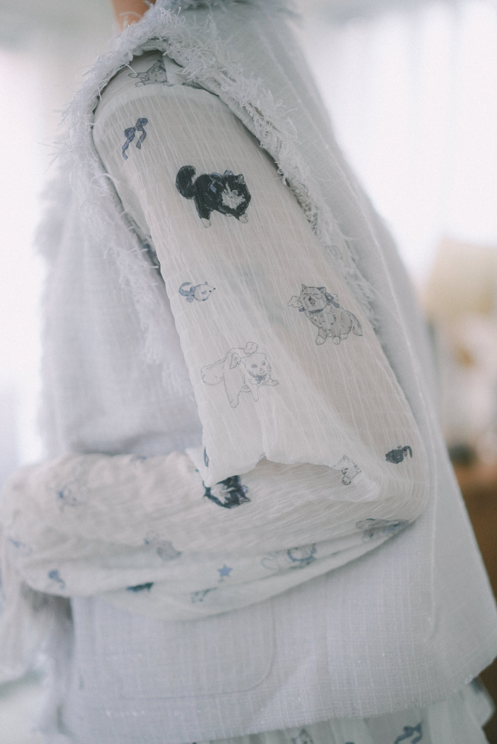 Angel Wings Cat Long-Sleeved Top