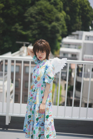 Sunny Cat Island Layered Long Shirt Dress