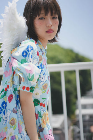 Sunny Cat Island Layered Long Shirt Dress