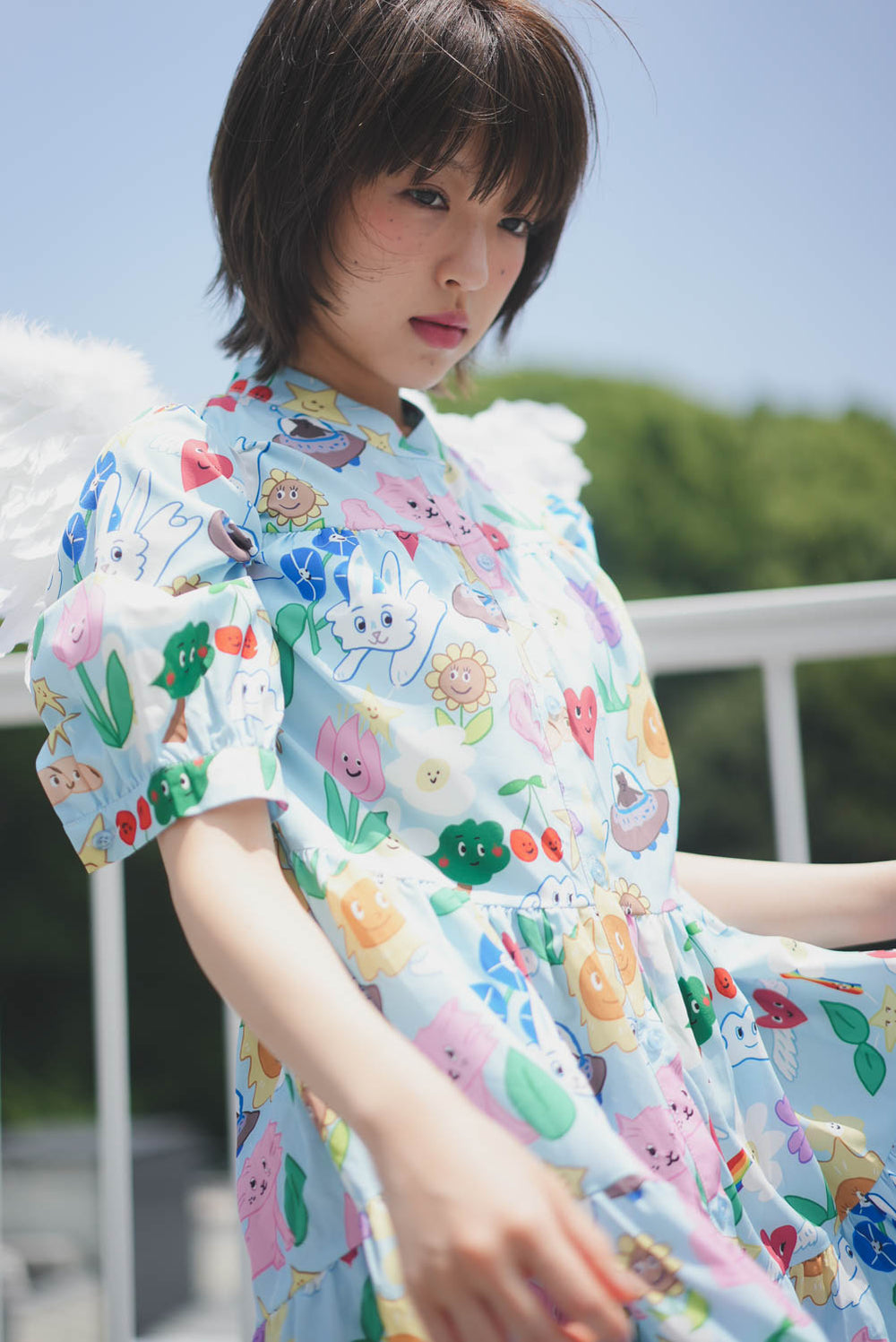 Sunny Cat Island Layered Long Shirt Dress