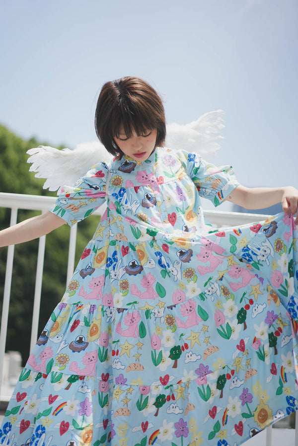 Sunny Cat Island Layered Long Shirt Dress