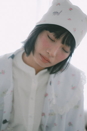 LCC Knitted Printed Hat (Four-Color Cat Floral Print)