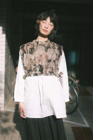 Retro cat-print knotted vest top