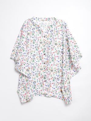 Cat head colorful floral wide sleeve top