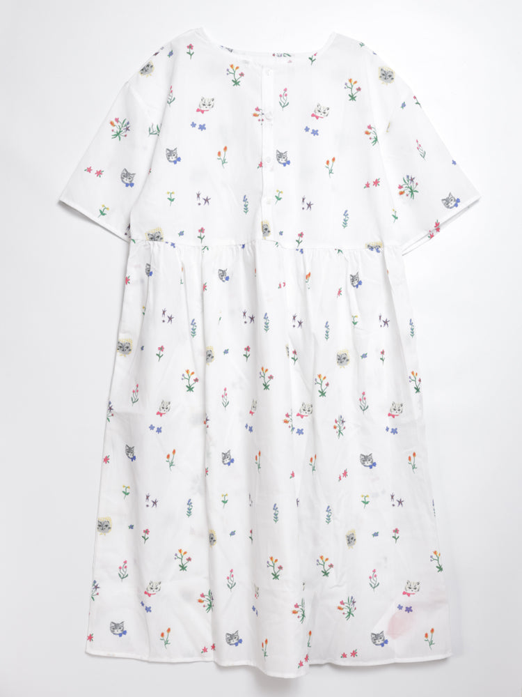 Cat head colorful floral doll dress