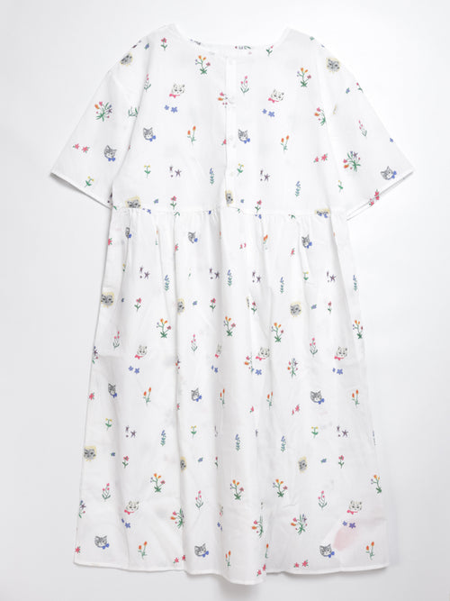 Cat head colorful floral doll dress