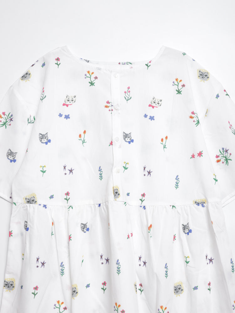 Cat head colorful floral doll dress