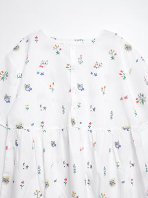 Cat head colorful floral doll dress