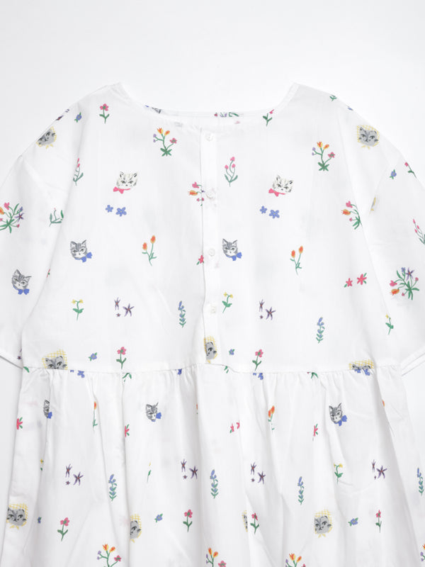 Cat head colorful floral doll dress