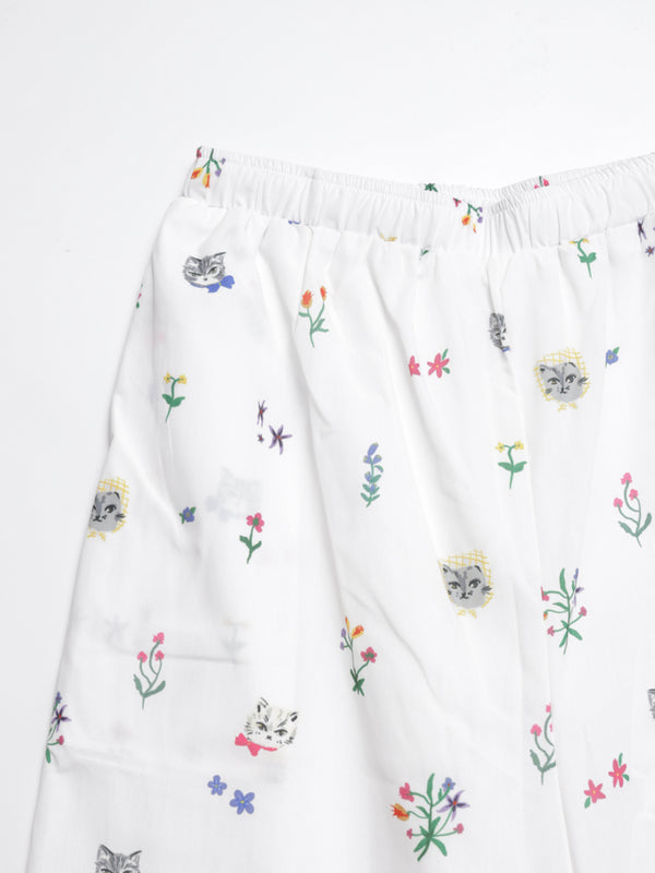Cat head colorful floral wide pants