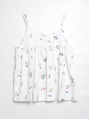 Cat head colorful floral camisole lace vest