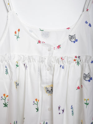 Cat head colorful floral camisole lace vest