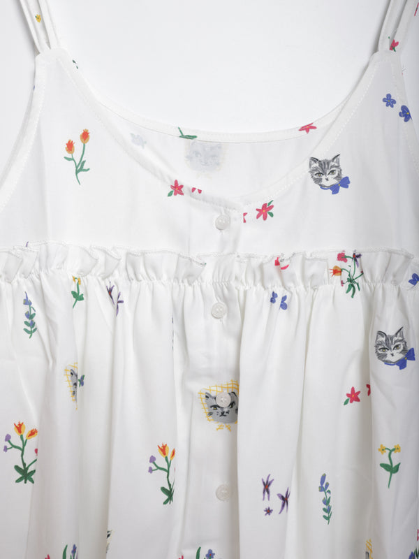 Cat head colorful floral camisole lace vest
