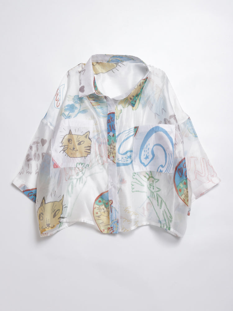 US Graphic Cat Short Shirt