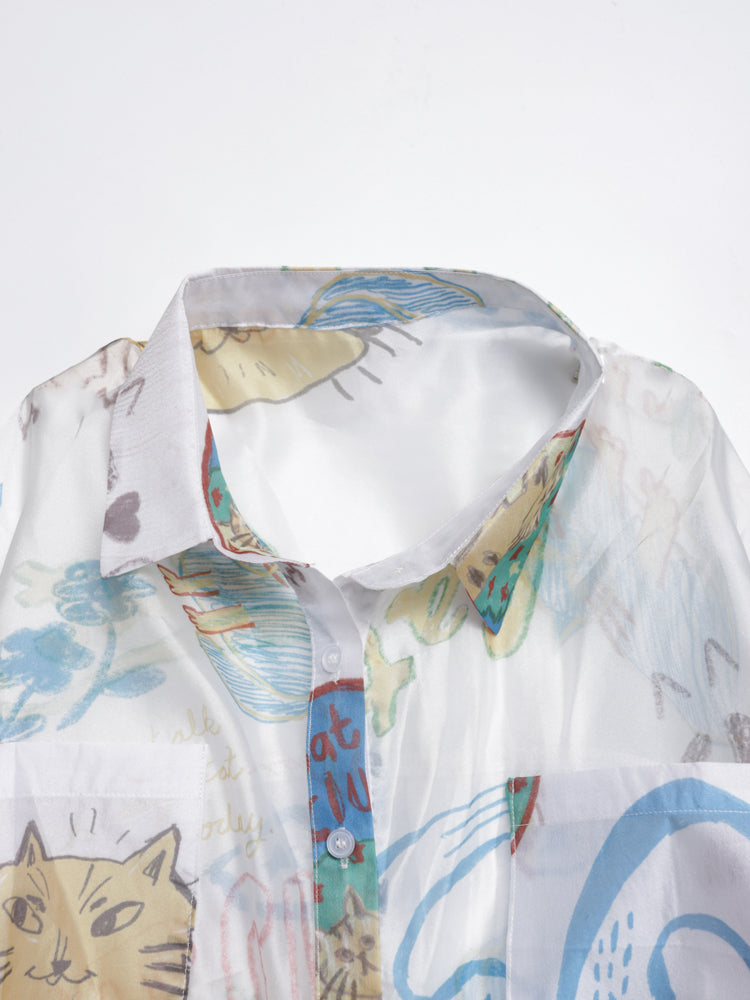 US Graphic Cat Short Shirt