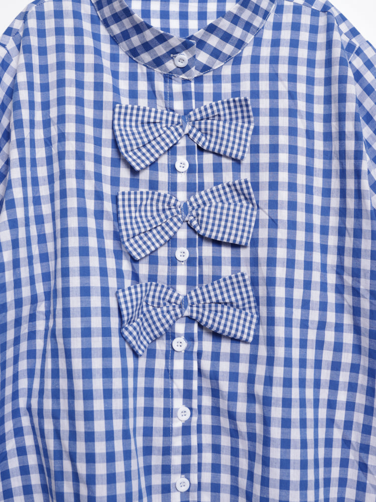 Three-bow checkered shirt