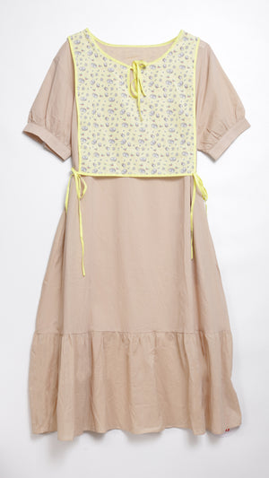 White cat floral midi knotted dress