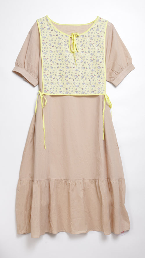 White cat floral midi knotted dress