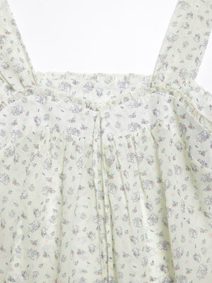 White cat floral ruffle vest