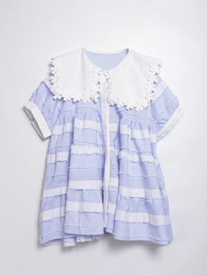 Lace Collar Branch White Ruffle Top