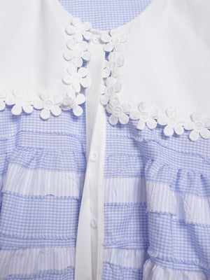 Lace Collar Branch White Ruffle Top