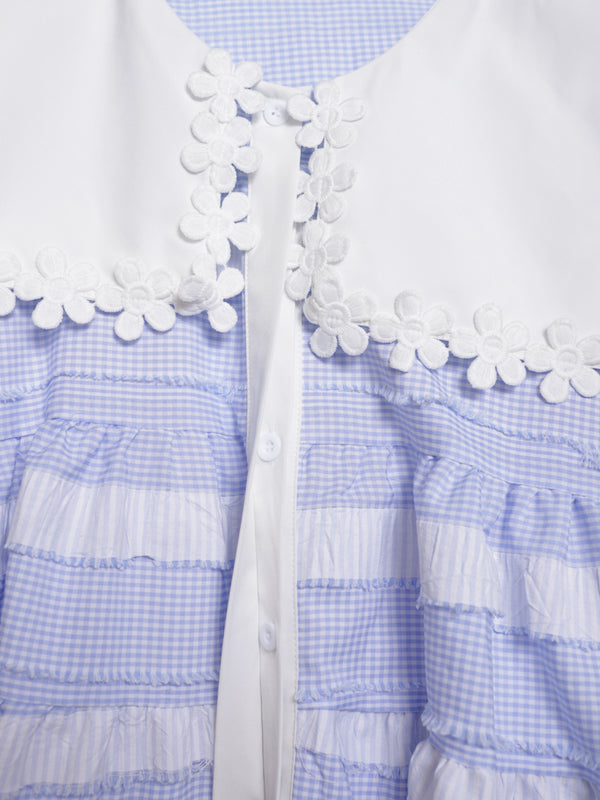 Lace Collar Branch White Ruffle Top