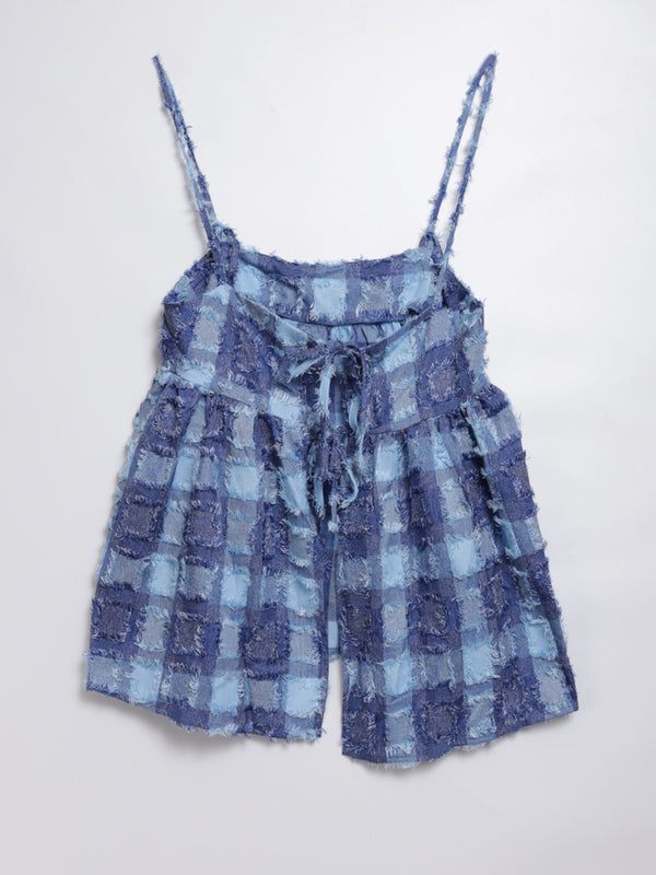 Fringed Check Knotted Camisole