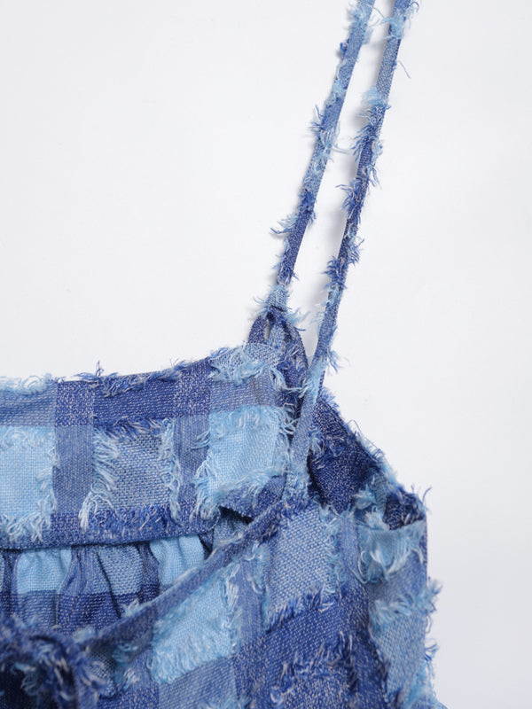 Fringed Check Knotted Camisole