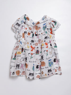 Cat Nordic Travel Guide Ruffle Sleeve Top