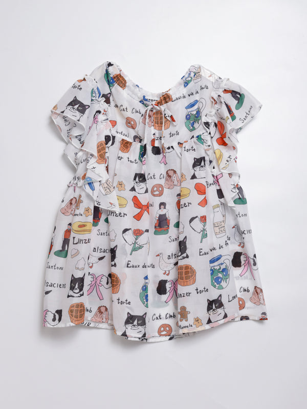 Cat Nordic Travel Guide Ruffle Sleeve Top