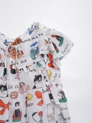 Cat Nordic Travel Guide Ruffle Sleeve Top