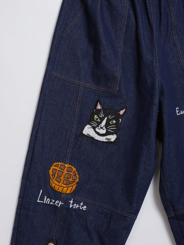 Cat Nordic Travel Guide Embroidered Balloon Trousers
