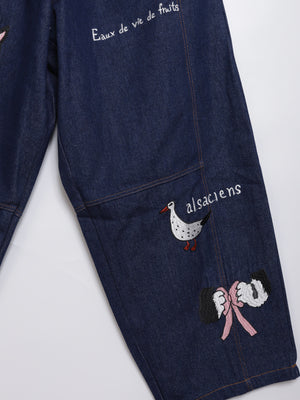 Cat Nordic Travel Guide Embroidered Balloon Trousers