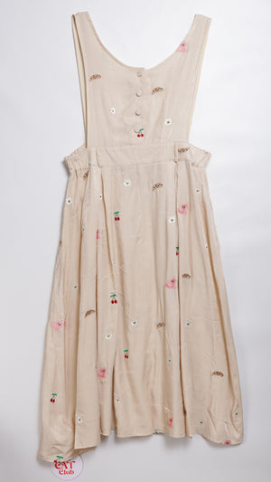 Sunny Cat Island Embroidered Denim Worker Skirt