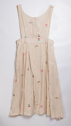 Sunny Cat Island Embroidered Denim Worker Skirt